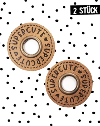 Ösenpatches - "supercute" - *2 Stück *3,2 cm