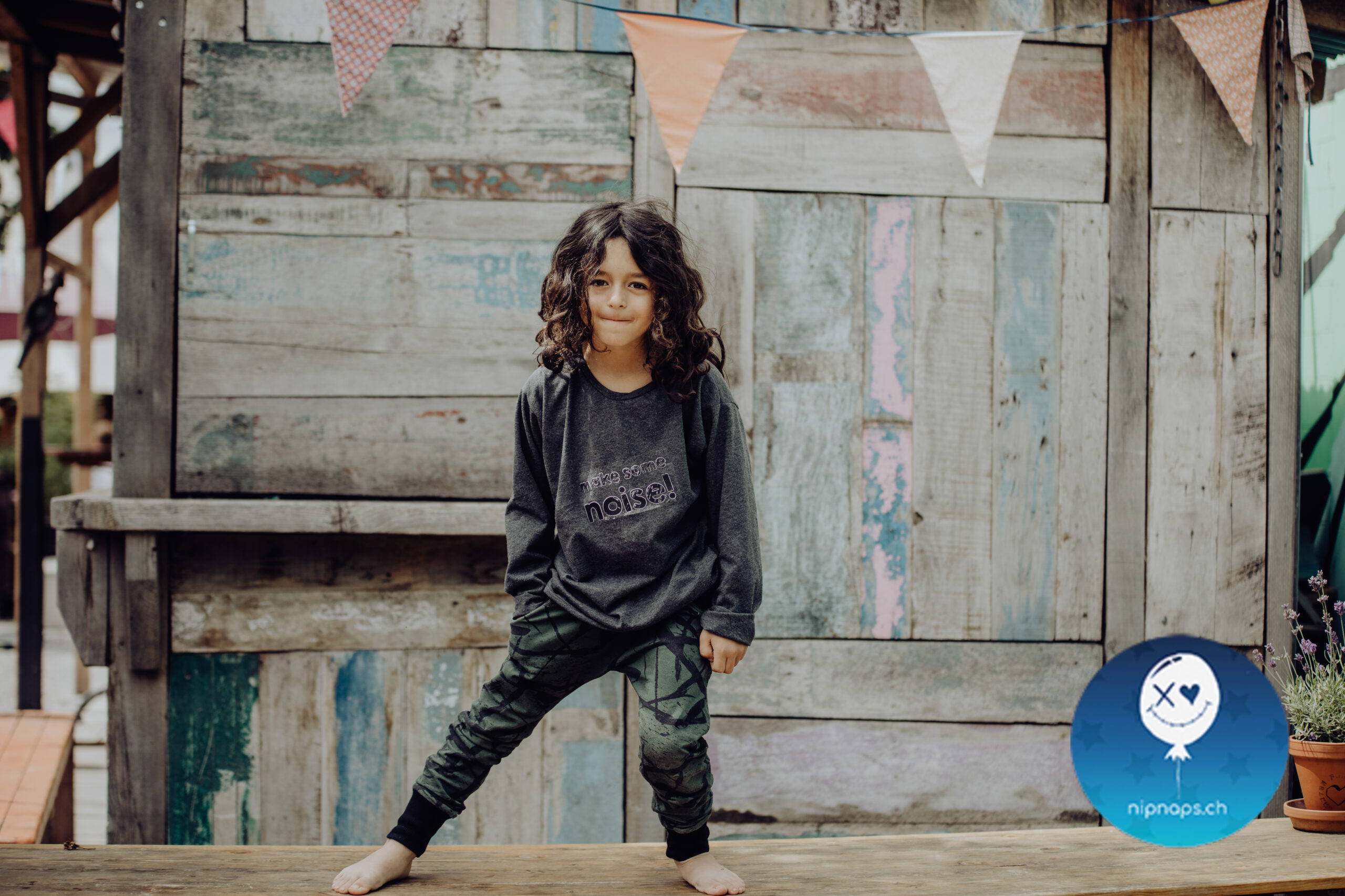 Nipnaps Bio French Terry - Squiggle - Khaki – Bild 3